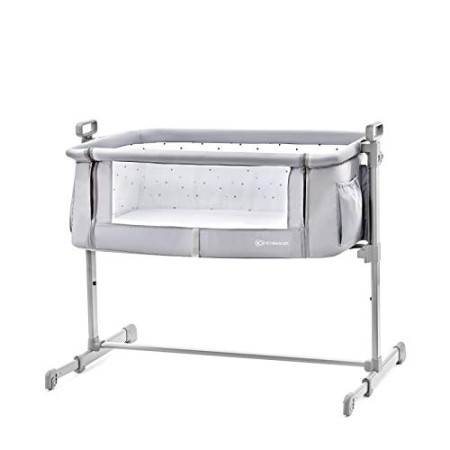 Kinderkraft Culla da Affiancare NESTE, Lettino Co-Sleeping, Regolabile in Altezza, Facile da Montare, Accessori, Grigio