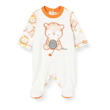 Chicco Tutina con Apertura sul patello Pigiamino per Bambino e Neonato, Bianco e Arancione, 044 Unisex-Bimbi