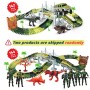 Kit Giocattolo Dinosauro Giurassico Mondiale e 142 Piste Flessibili Contiene 2 Dinosauri,1 Veicolo Militare,4 Alberi,2 Slope Ped