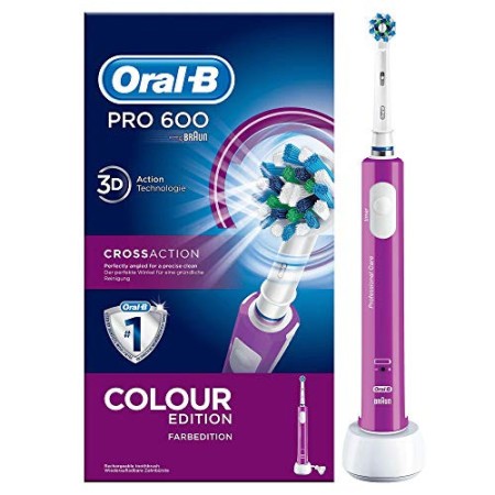 Oral-B PRO 600 CrossAction Purple Edition Braun - Spazzolino elettrico ricaricabile, timer, viola