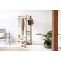 LIFA LIVING Appendiabiti con Specchio, Attaccapanni in 2 ripiani, Per scarpe e vestiti, Legno di bambù e MDF, Alto 1.65 m