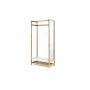 LIFA LIVING Appendiabiti con Specchio, Attaccapanni in 2 ripiani, Per scarpe e vestiti, Legno di bambù e MDF, Alto 1.65 m