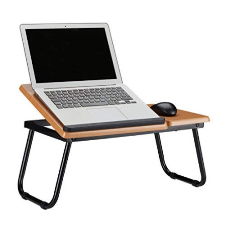 Relaxdays 10021563 Tavolo Porta Pc Inclinabile Supporto Notebook in Legno Vassoio da Letto HxLxP: 23,5 x 56,3 x 31,6 cm Beige