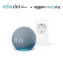 Nuovo Echo Dot (4ª generazione) con orologio - Ceruleo + Amazon Smart Plug (presa intelligente con connettività Wi-Fi), compat