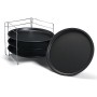 Guardini Pizza&Mania, Set 4 Tegami Pizza Ø32cm+1 Griglia Porta Tegami, Acciaio con rivestimento antiaderente, Colore nero