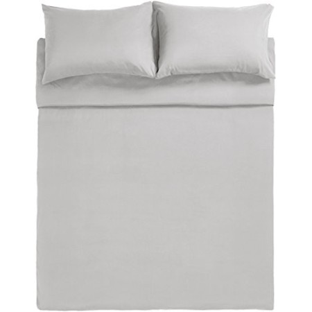 AmazonBasics - Set copripiumino in microfibra con federa, 220 x 250 cm con due federe da 50 x 80 cm, Grigio chiaro
