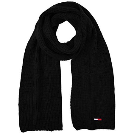 Tommy Hilfiger Tjm Basic Flag Rib Scarf Sciarpa, Nero (Black Bds), Unica (Taglia Produttore: OS) Uomo