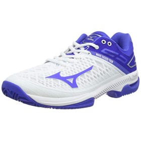 Mizuno Wave Exceed Tour4 CC, Scarpe da Tennis Donna, Bianco (Wht/Dazzlingblue/Silver 25), 39 EU