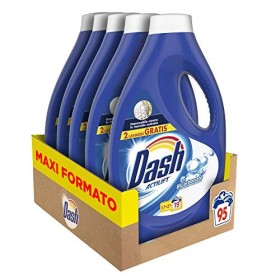 Dash Detersivo Lavatrice Liquido Bicarbonato, con Azione Igienizzante, Formato Convenienza 95 Lavaggi, 5 Confezioni da 19 Lavagg
