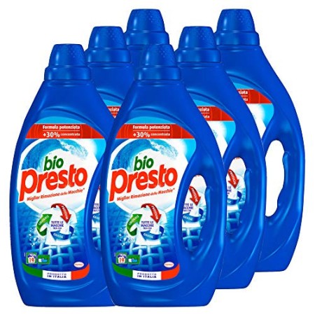 Bio Presto Liquido Classico Detersivo Lavatrice, Formula Potenziata 6 x 19 Lavaggi
