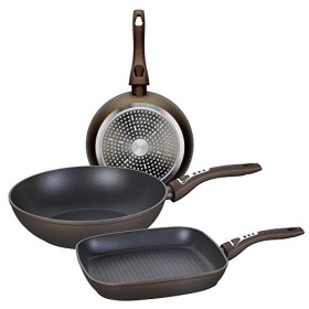 Tognana Diamantea Set Grill Padella e Wok, Alluminio, Bronzo, 3 unità