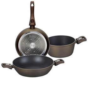 Tognana Diamantea Set Tegame Casseruola e Padella, Alluminio, Bronzo, 3 unità