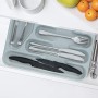 Relaxdays Portaposate, Ste da 2, Divisore per Posate da Cassetto, 5 Scomparti, Utensili Cucina, HLP 4x25x33 cm, Grigio