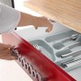 Relaxdays Portaposate, Ste da 2, Divisore per Posate da Cassetto, 5 Scomparti, Utensili Cucina, HLP 4x25x33 cm, Grigio