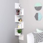 HOMFA Mensola da Muro ad angolo 5 Ripiani Scaffale Libri CD salvaspazio Mobile a parete Legno per camera soggiorno studio Bianco