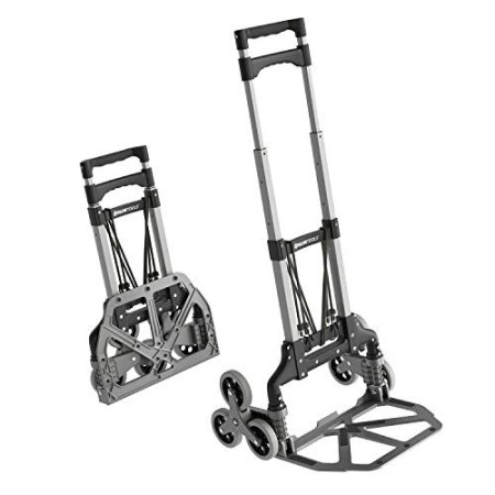 ATHLON TOOLS Carrello di trasporto pieghevole saliscale | Piattaforma di carico con cuscinetti antiscivolo | Ruote con battistra