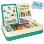 Tavolo attività Tavolo da Gioco 5 in 1 per Bambini Giocattoli di Apprendimento per Ragazzi e Ragazze con Blocchi, Puzzle, Scacc