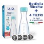 Laica Bottiglia Filtrante B01Aa Flow'N Go, Capacità: 1 litro, Filtrazione Istantanea, Tecnologia Fast Disk, 4 Filtri Inclusi