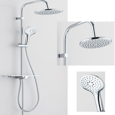 Colonna Doccia Attrezzata 008 Ottone Cromato 2 Funzioni Soffione Doccetta Tondo  *** Pezzi 2