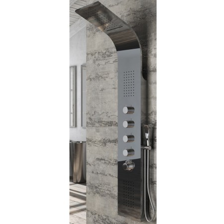 Colonna Doccia 004 Termostatica Acciaio Inox 4 Funzioni Getto A Cascata 2 Bocchette Idro Lombari L20xP44xH165 *** Finitura 1 pz.