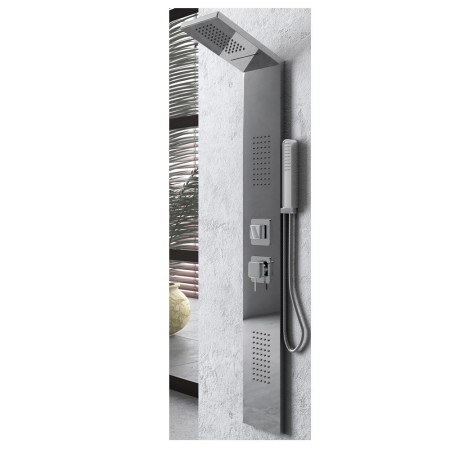 Colonna Doccia 002 4 Funzioni Acciaio Inox Getto A Cascata 2 Bocchette Idro Lombari L20xP44xH170 *** Finitura Cromo Lucido, CONF