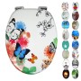 OGOMONDO Sedile Copri WC Universale Frizionato Fantasia MDF Chiusura Rallentata *** CONFEZIONE 1 pz., Fantasia Color Owl
