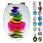 OGOMONDO Sedile Copri WC Universale Frizionato Fantasia MDF Chiusura Rallentata *** CONFEZIONE 1 pz., Fantasia Color Owl