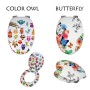 OGOMONDO Sedile Copri WC Universale Frizionato Fantasia MDF Chiusura Rallentata *** CONFEZIONE 1 pz., Fantasia Color Owl