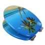 OGOMONDO Sedile Copri WC Universale Frizionato Fantasia MDF Chiusura Rallentata *** CONFEZIONE 1 pz., Fantasia Palms Beach