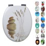OGOMONDO Sedile Copri WC Universale Frizionato Fantasia MDF Chiusura Rallentata *** CONFEZIONE 1 pz., Fantasia Palms Beach