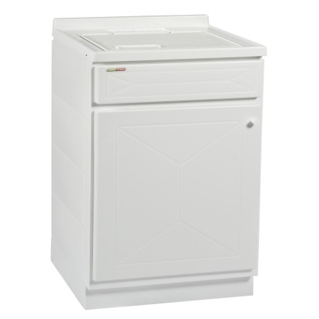 Lavatoio Lavello In Resina Doppia Singola Anta Varie Misure Mobile In Pvc Interno Esterno Bianco *** CONFEZIONE 1 pz., Misure 45