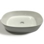 Lavabo Da Appoggio Ceramica Bianco Tondeggiante Lavandino Lavello Arredo 44x44x14 Cm *** CONFEZIONE 1 pz., Misure Opaco
