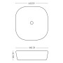 Lavabo Da Appoggio Ceramica Bianco Tondeggiante Lavandino Lavello Arredo 44x44x14 Cm *** CONFEZIONE 1 pz., Misure Opaco