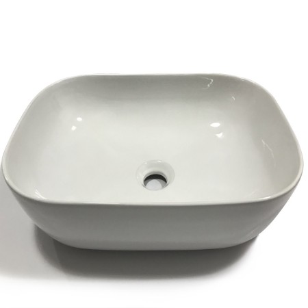 Lavabo Da Appoggio Ceramica Bianco Rettangolare Lavandino Lavello Arredo 45,5x32,5x13,5 Cm *** CONFEZIONE 1 pz., Misure Opaco