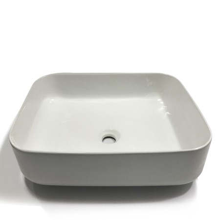 Lavabo Da Appoggio Ceramica Bianco Rettangolare Lavandino Lavello Arredo 50x39x13 Cm *** CONFEZIONE 1 pz., Misure Opaco