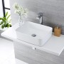 Lavabo Da Appoggio Ceramica Bianco Rettangolare Lavandino Lavello Arredo 50x39x13 Cm *** CONFEZIONE 1 pz., Misure Opaco