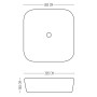 Lavabo Da Appoggio Ceramica Bianco Quadrato Lavandino Lavello Arredo 38,5x38,5x14 Cm *** CONFEZIONE 1 pz., Misure Lucido