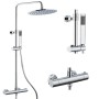 Ogomondo Colonna Doccia Attrezzata Ottone Cromato Soffione Tondo Doccetta Rubinetto Termostatico *** Finitura 1 pz.