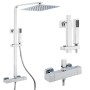 Ogomondo Colonna Doccia Attrezzata Ottone Cromato Soffione Quadro Doccetta Rubinetto Termostatico *** Finitura 1 pz.