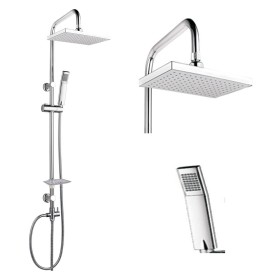Colonna Doccia Attrezzata 026 Ottone Cromato Soffione Quadro Doccetta *** Finitura Abs, CONFEZIONE 5