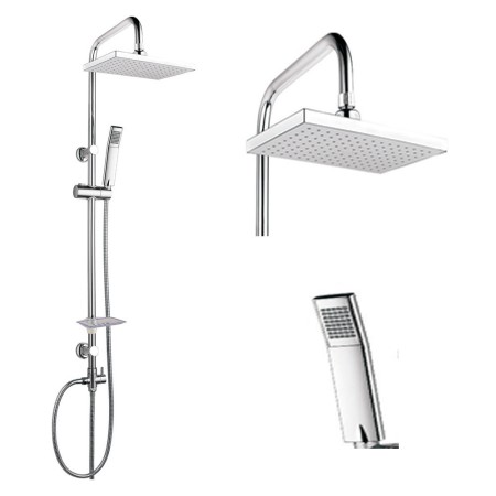 Colonna Doccia Attrezzata 026 Ottone Cromato Soffione Quadro Doccetta *** Finitura Abs, CONFEZIONE 2