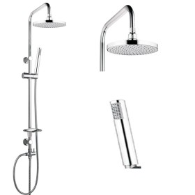 Colonna Doccia Attrezzata 025 Ottone Cromato Soffione Tondo Doccetta  *** Finitura Abs, CONFEZIONE 2