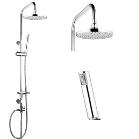 Colonna Doccia Attrezzata 025 Ottone Cromato Soffione Tondo Doccetta  *** Materiale Staffe A Parete Ottone, CONFEZIONE 2