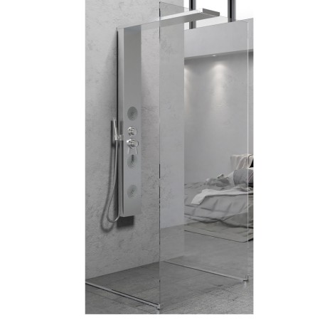 Colonna Doccia 012 Acciaio Inox Spazzolato Walk-In Con Cristallo 3 Funzioni 3 Bocchette Idro Lombari *** Finitura 1 pz., CONFEZI