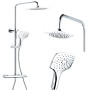 Colonna Doccia Attrezzata 010 Ottone Cromato Termostatica 2 Funzioni Soffione Doccetta Quadro *** Finitura 5