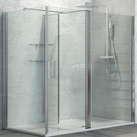 Ogomondo Walk-in Doccia Angolare con Porta Battente e Lati Fissi 8 mm *** CONFEZIONE 1 pz.