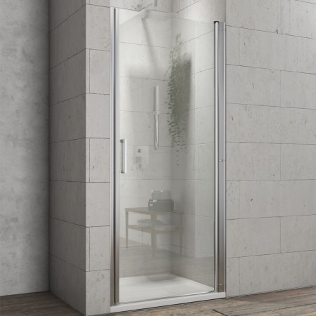 Porta Doccia Battente Swing per Box Nicchia Cristallo Temprato Varie Misure  *** CONFEZIONE 1 pz., Misure 97-100xh195 cm traspar