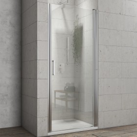 Porta Doccia Battente Swing per Box Nicchia Cristallo Temprato Varie Misure  *** CONFEZIONE 1 pz., Misure 77-80xh195 cm traspare