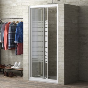 Ogomondo Porta Doccia a Soffietto Book  Cristallo Temprato Bianco  *** Pezzi 1 pz., Misure 86-90xh190 cm trasparente