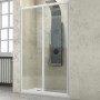 Ogomondo Porta Doccia Scorrevole Slide Due Ante Cristallo Temprato Bianco *** Pezzi 1 pz., Misure 137-141xh185 cm Serigrafato